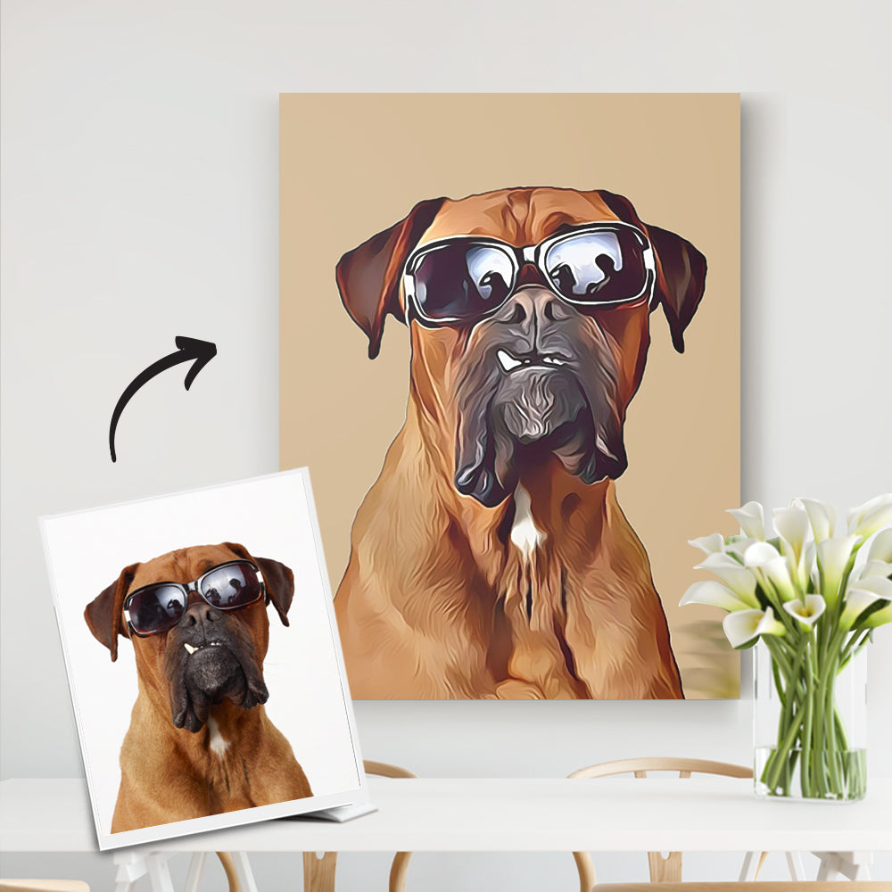 Custom Dog Cartoon Portraits Art Canvas-Birthday Gift Idea-DIY frame