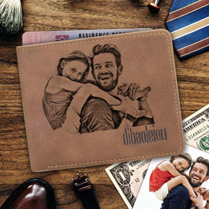 Father's Day Gift Personalized Men's Wallet  Wiht Custom Photo & Text Wallet