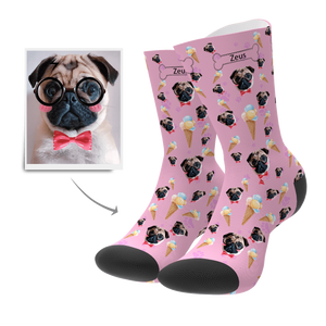 Custom Pet Dog Socks Ice Cream - Myfacesocksuk