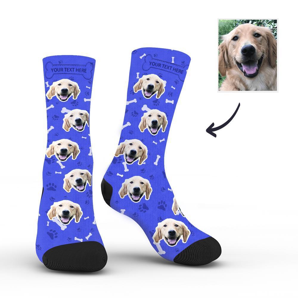 Custom Rainbow Socks Dog - Blue