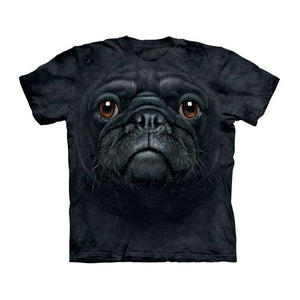 3D Dog Face T-Shirt Unisex - Black Pug
