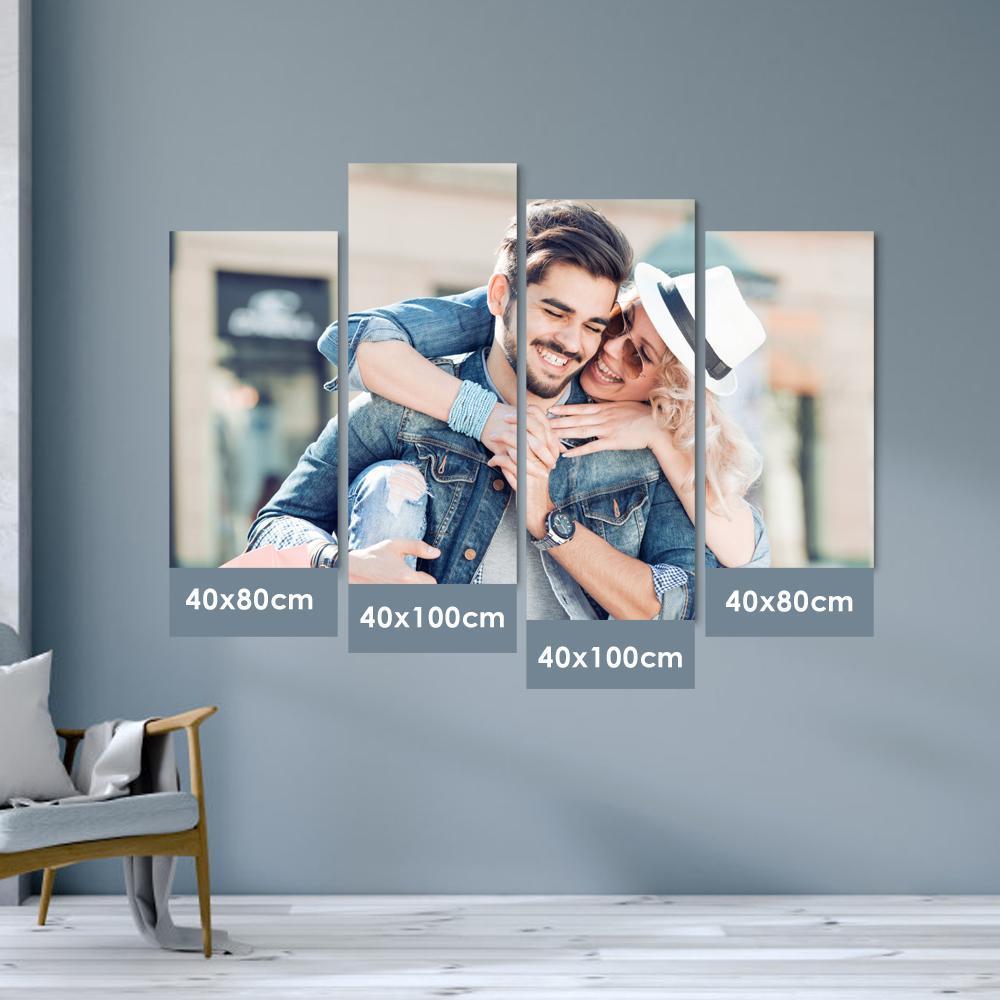Custom Famliy Photo Canvas Wall Decor Painting With 4 Pieces