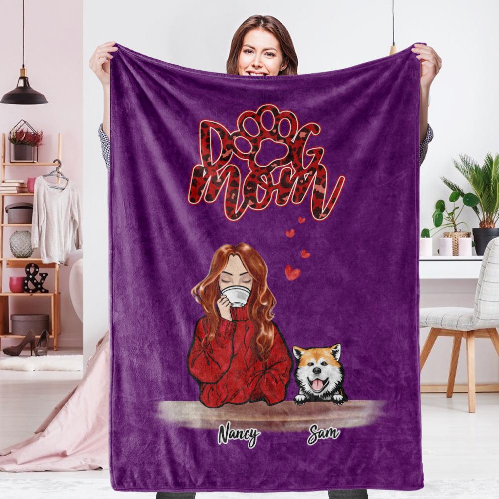 Custom Fleece Blanket Personalised Name Blanket - Purple Mother's Day Gift