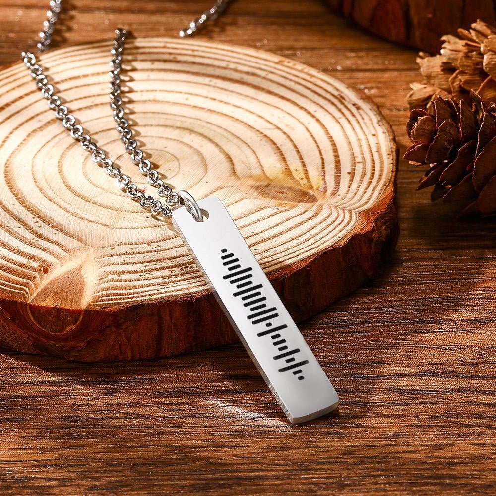 Personalized Bar Necklace song Code Necklace Custom Music song Scan Code Stainless Steel Necklace