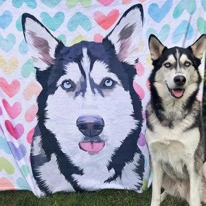 Pet Picture Blanket Custom Dog Blanket - Husky