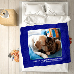 Personalized Pets Fleece Photo Blanket - Friendly Cats And Dogs