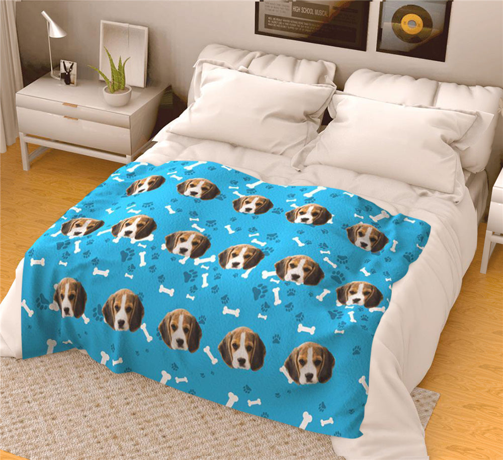 Dog Multi-face Blanket Custom Photo Blanket - Blue