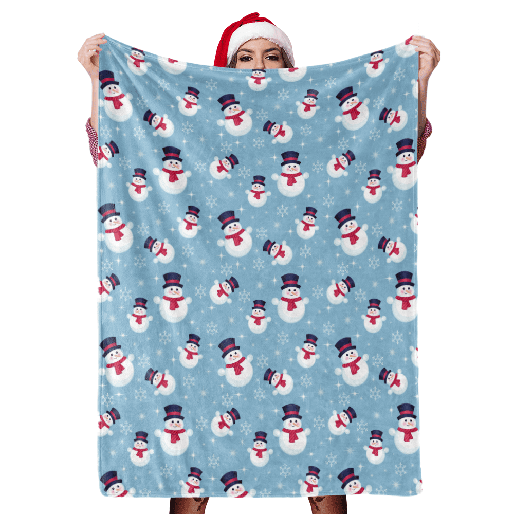 Christmas Blanket Gift Christmas Snowman Blanket Happy Holiday Fleece Blanket