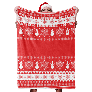 Christmas Blanket Gift Christmas Snowflake and Snowman Blanket Happy Holiday Fleece Blanket