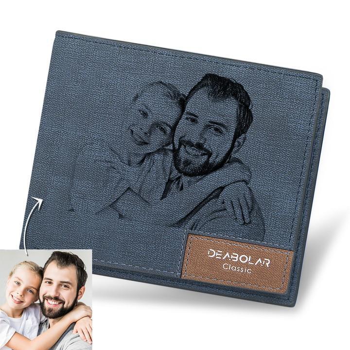 Father's Day Gift Personalized Blue Photo Wallet - Gifts Love You Dad