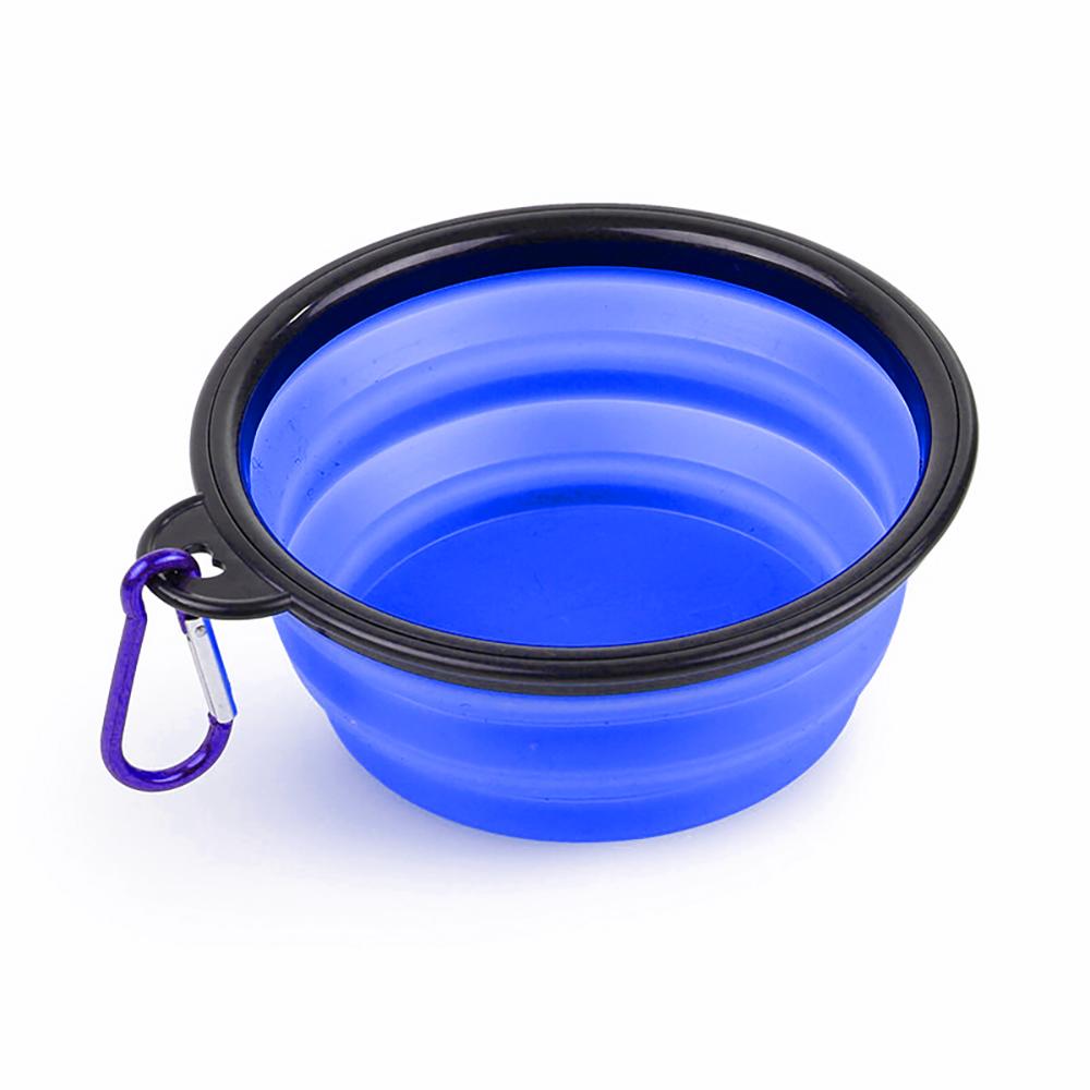 Silicone Pet Bowl Portable Collapsible Pet Bowl Blue
