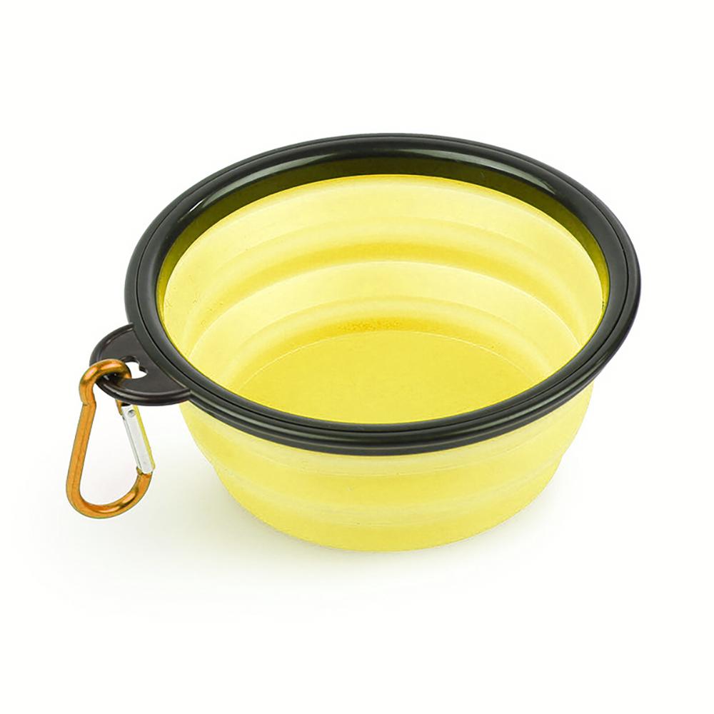 Silicone Pet Bowl Portable Collapsible Pet Bowl Yellow