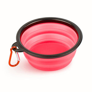Silicone Pet Bowl Portable Collapsible Pet Bowl Pink