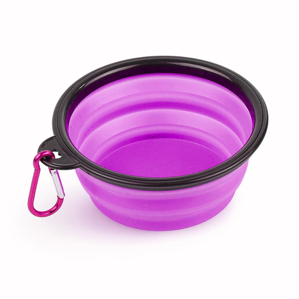 Silicone Pet Bowl Portable Collapsible Pet Bowl Purple
