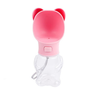Pet Water Bottle Dispenser Outdoor Portable - Pink Bear | MyCrownpet