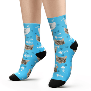 Custom Cat Socks With Your Text - MyFaceSocksUK