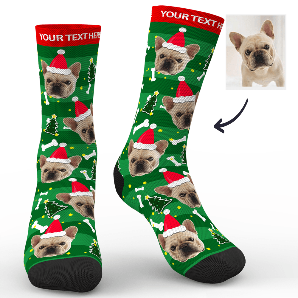 Custom Face Happy Socks Christmas Dog