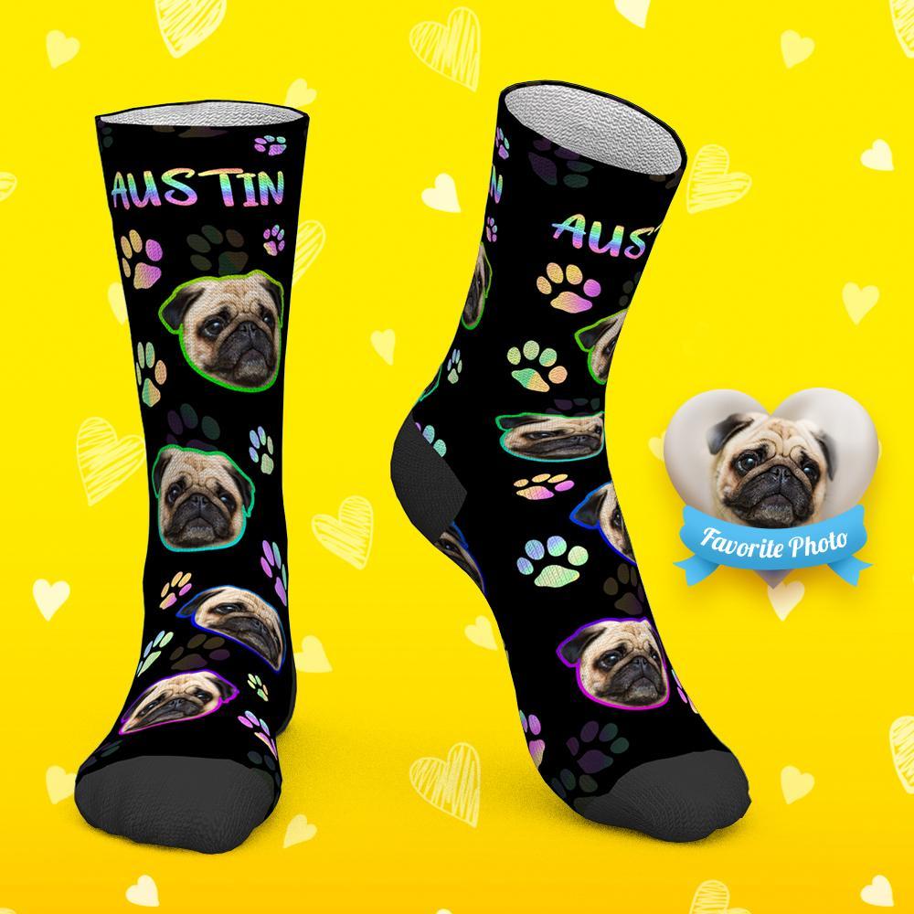 Custom Face Socks Personalized Pet Photo Socks with Text - Dog