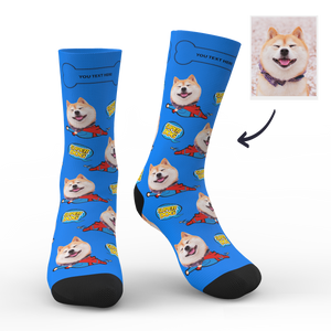 Custom Face Socks Super Dog