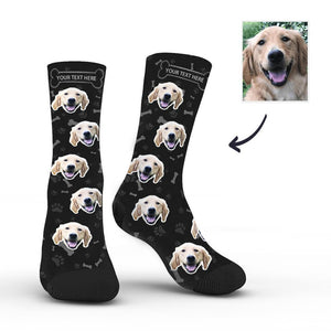 Custom Rainbow Socks Dog With Your Text - Black - MyFaceSocksuk