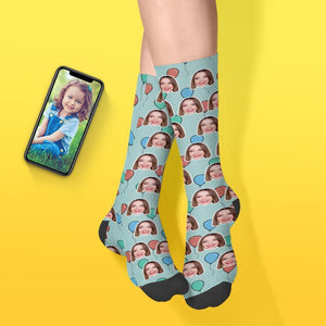 Custom Face Sock Personalized Photo Colorful Balloon Sock - Best Gift