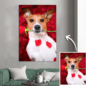 Custom Cute Dog Photo Painting Canvas Personalized Wall Art Decor Unique Gift