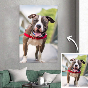 Pet Portraits Custom Dog Photo Canvas Painting Personalized Wall Art Decor Unique Gift