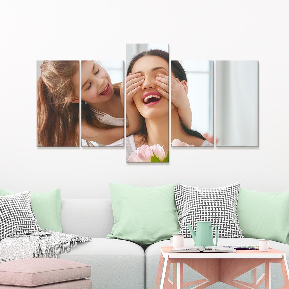 Custom Mother And Baby Photo Wall Decor Painting Canvas 5 Pieces Without Frame