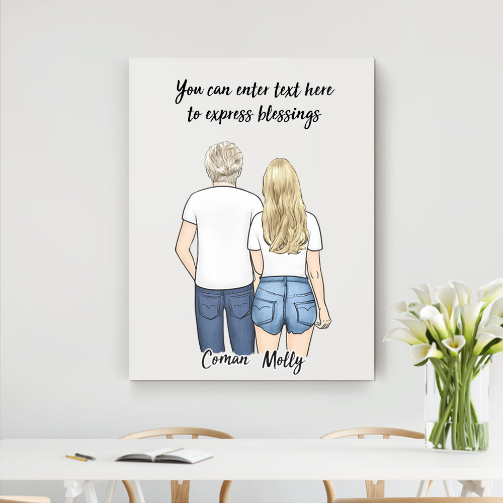Anniversary Gifts Custom Couple Canvas Personalised Canvas With Text For Her (Online Design & Preview)