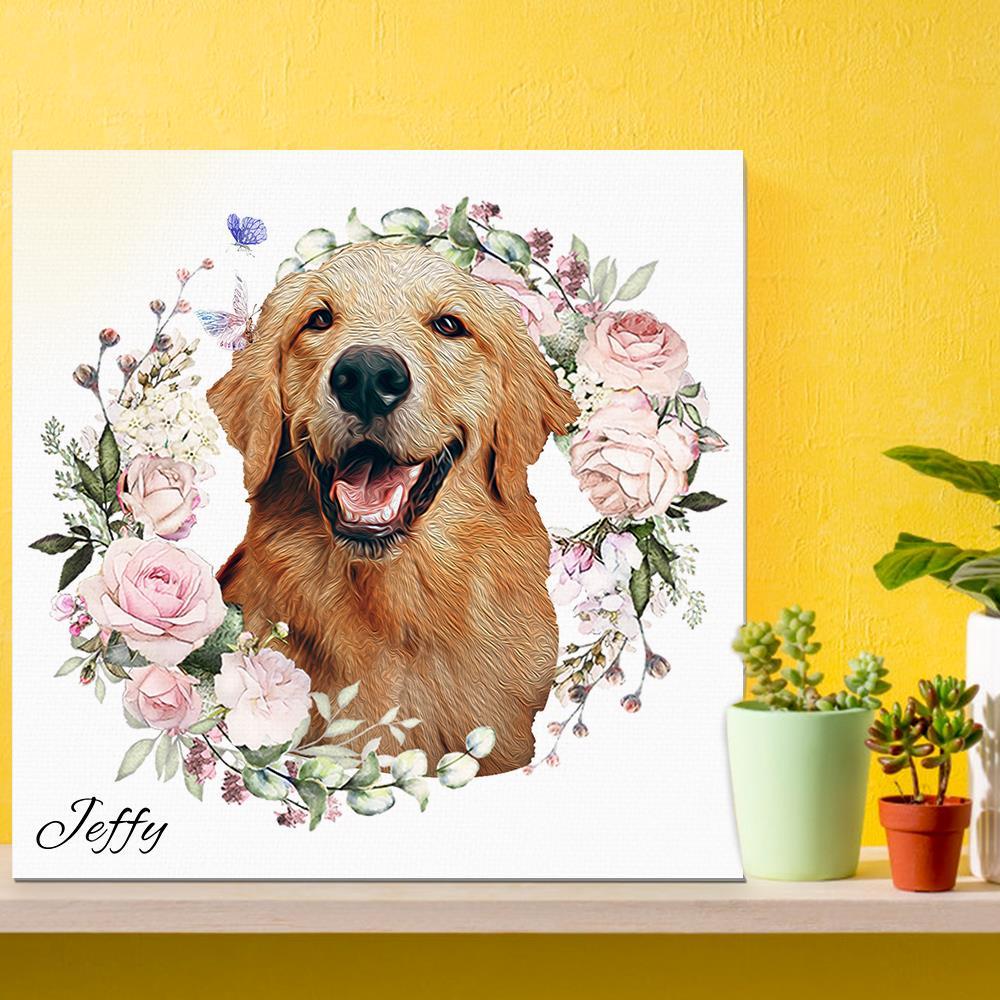 Funny Dog Art Prints Colorful Pet Canvas Wall Art Framed
