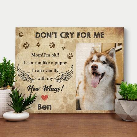 Custom Pictures On Wall Pet Memorial Photo - Don't Cry For Me 