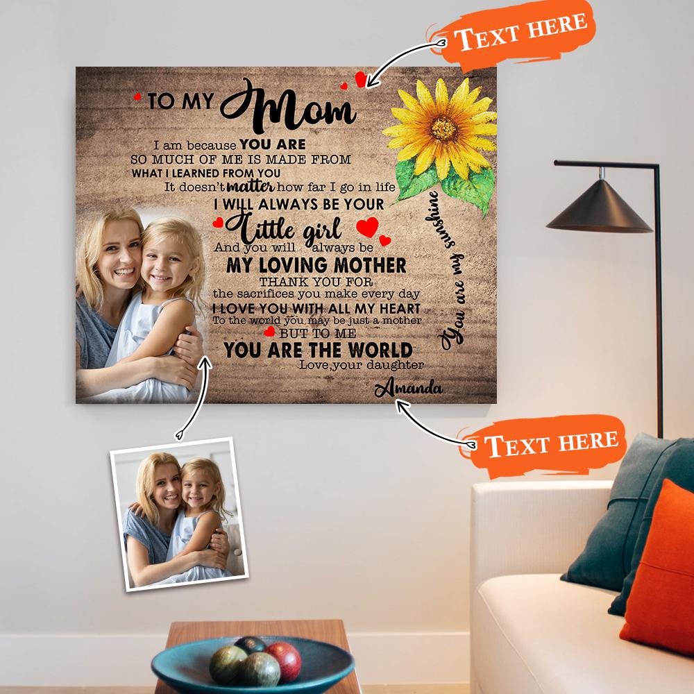 Custom Photo Wall Art Decor Personalized Name Painting Canvas Print Mother's Day Gift - To My Mom