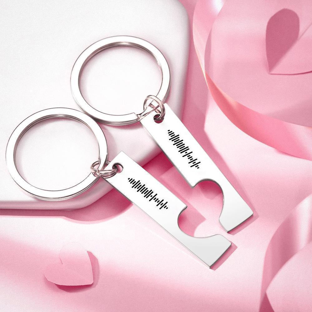 Custom Song Code Keychain Heart Shaped Couple Keychain Gifts for Love - Silver