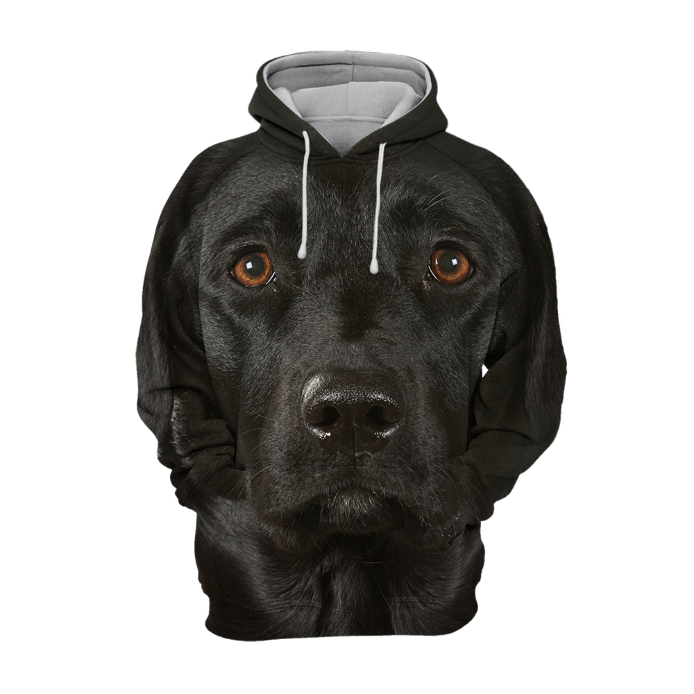 Hoodie 3D Graphic Dog Sweatshirt Unisex Dog Patterned Hooded Long Sleeve Black