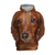 Men's Pullover Hoodie Dog Patterned 3D Graphic Dog Hoodies Long Sleeve Brown