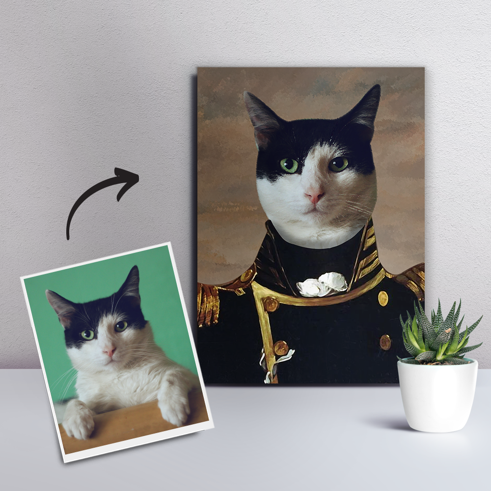 Pet Portraits Custom Canvas Painting - The Admira Colonel Renaissance 