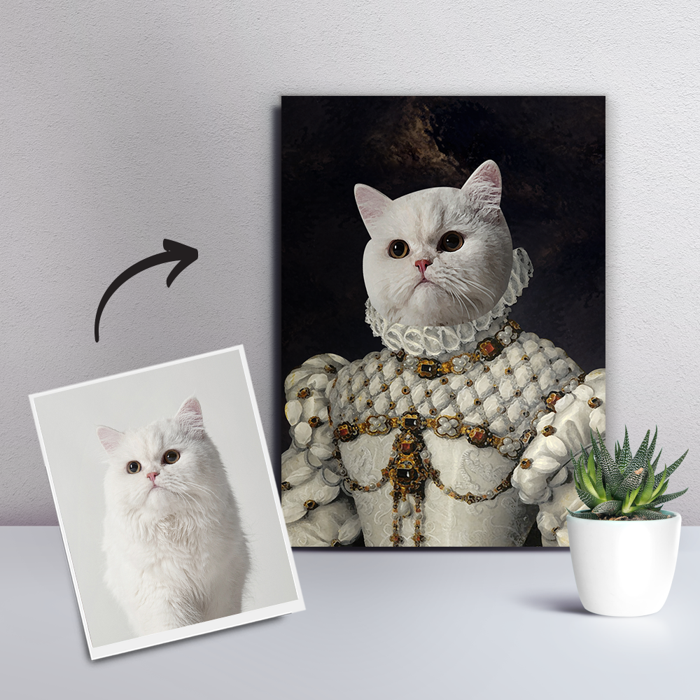 Custom Pet Cat Canvas - The Princess-DIY Frame