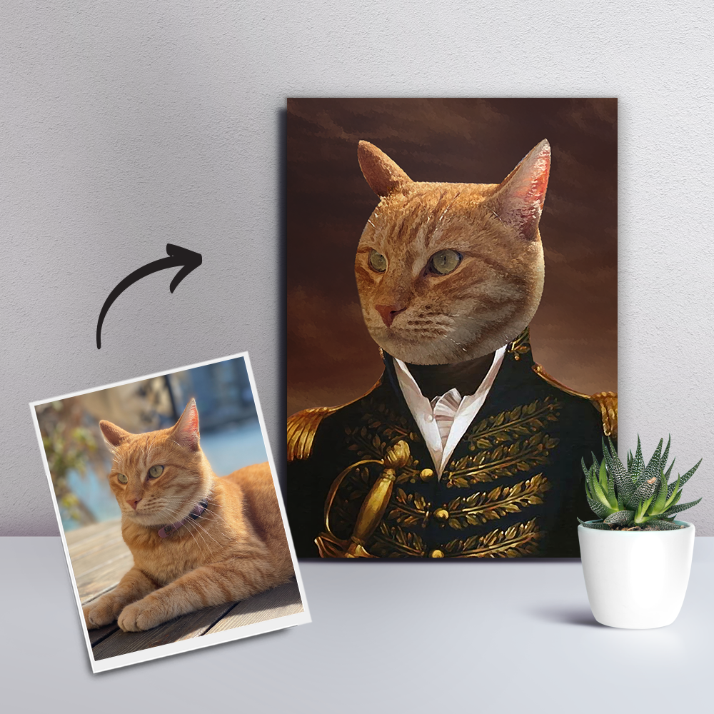 Custom Pet Cat Canvas - The General