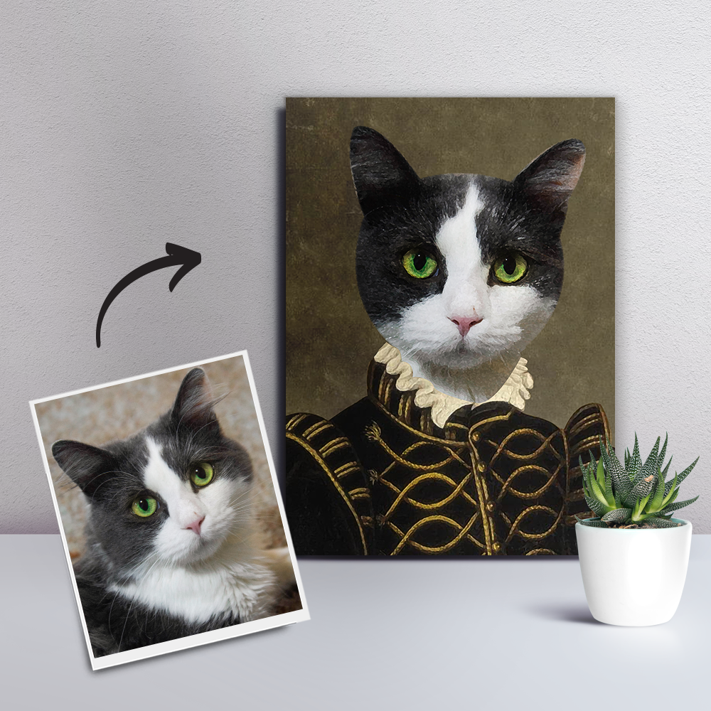 Custom Pet Cat Canvas - The Count-DIY Frame