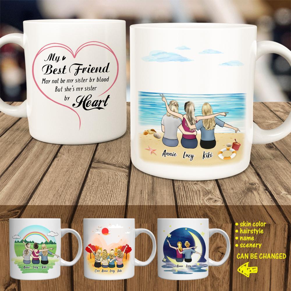 Personalized Best Friends Coffee Mug - 2-5 Members (online design & 3D preview)