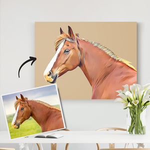 Custom Horse Portrait Personalized Pet Canvas Prints-DIY frame